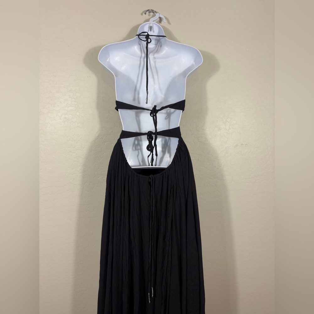 NWT Free People Lille Sheer Gauzy Halter Neckline Maxi Dress Bell‎ accents XS - Picture 8 of 10